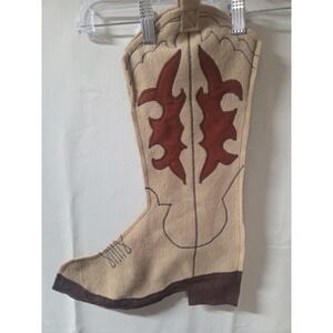 Handmade Cowboy Boot Stocking Brown Felt 17"